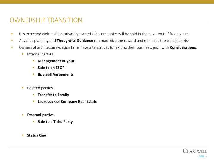 ownership transition