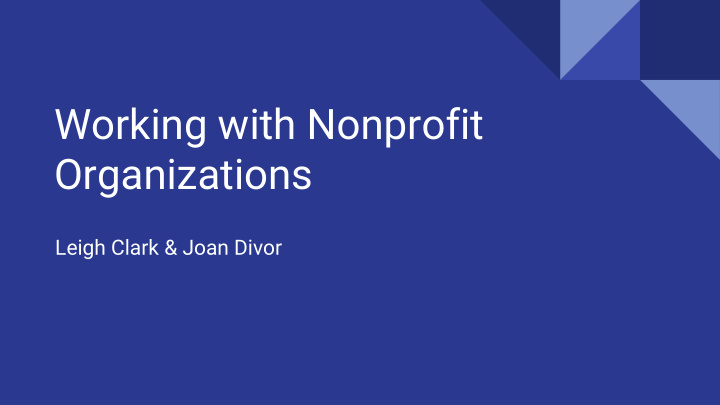 working with nonprofit organizations