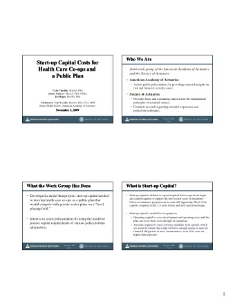 Start-  Start  -up Capital Costs for  up Capital Costs for  Health Care Co  Health Care Co-  -ops