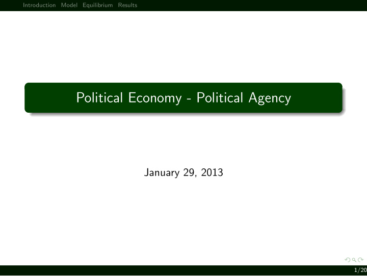 political economy political agency