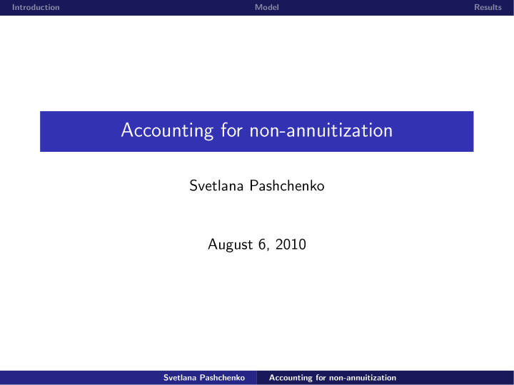 accounting for non annuitization