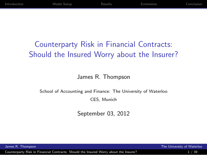 counterparty risk in financial contracts should the