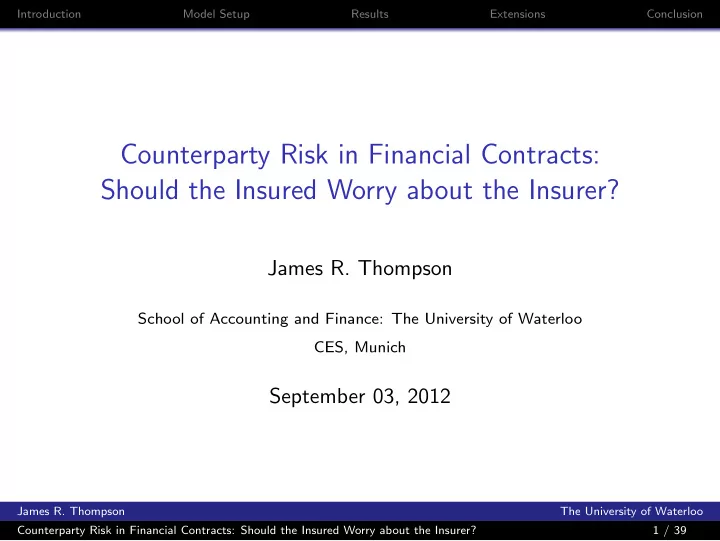 counterparty risk in financial contracts should the