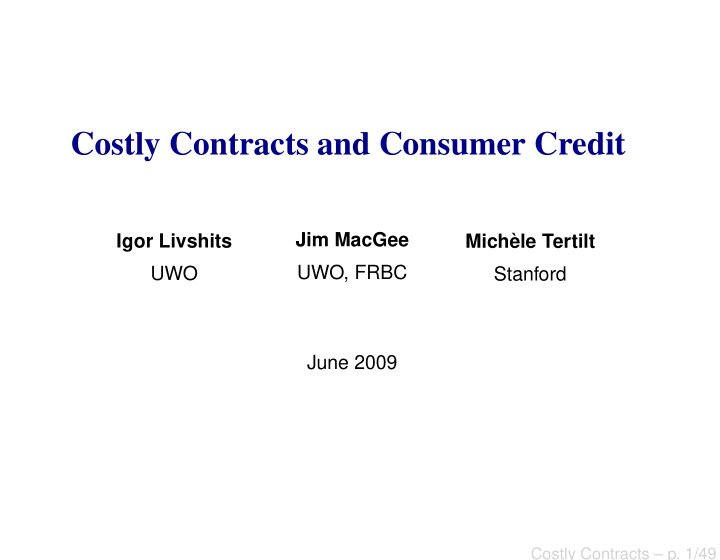 costly contracts and consumer credit