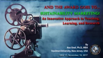 Sustainability Marketing!  An Innovative Approach to Teaching,  Learning, and Research  SMA17,