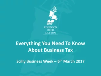 Everything You Need To Know  About Business Tax Scilly Business Week  6 th March 2017 Income Tax