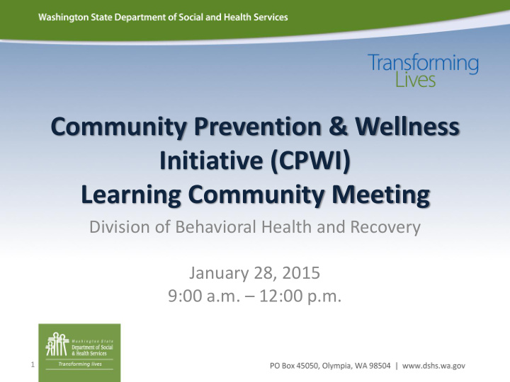community prevention wellness