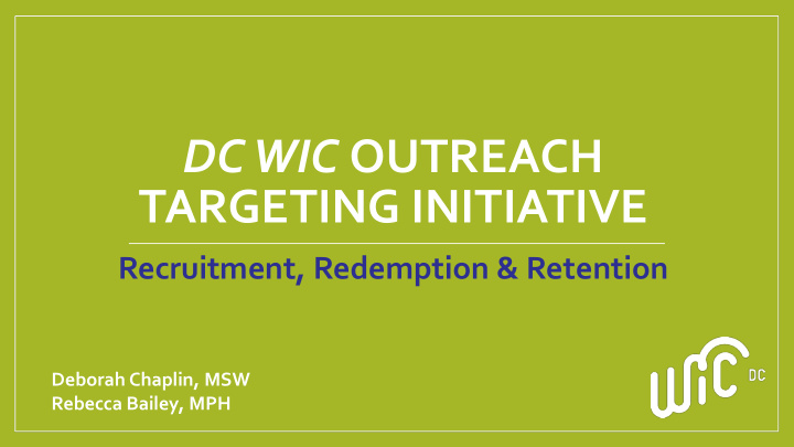 dc wic outreach targeting initiative