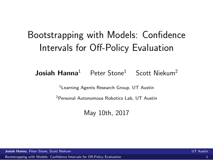 bootstrapping with models confidence intervals for off