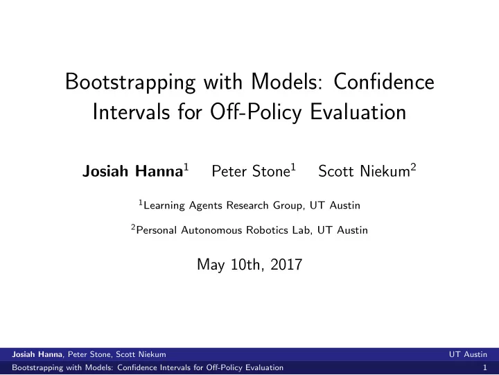 bootstrapping with models confidence intervals for off