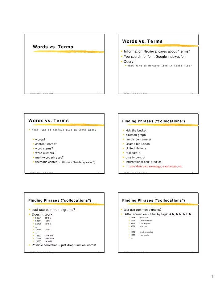 words vs terms words vs terms