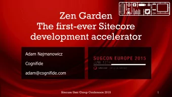 The first-ever Sitecore  development accelerator  Adam Najmanowicz  Cognifide  adam@cognifide.com