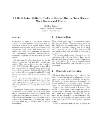 Ill Do It Later: Softirqs, Tasklets, Bottom Halves, Task Queues,  Work Queues and Timers