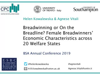 Economic Characteristics across  20 Welfare States  BSA Annual Conference 2019  @agnevitali