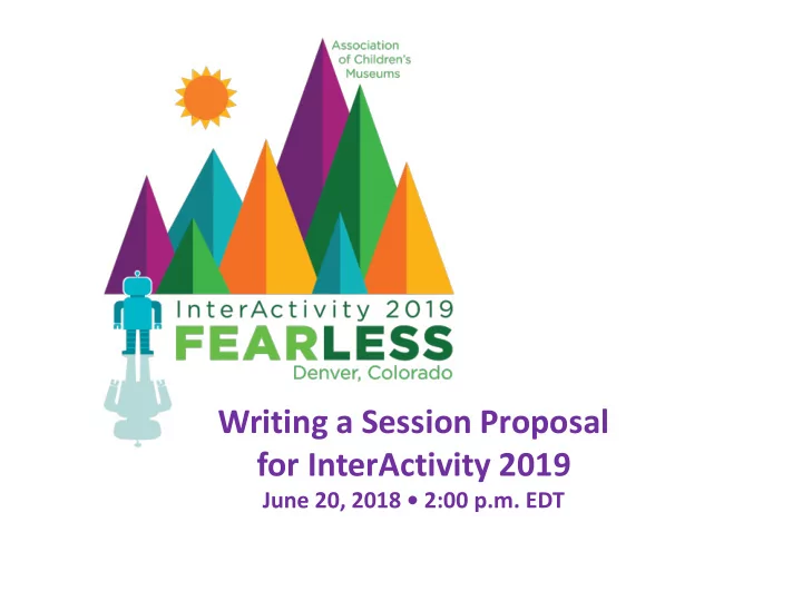 writing a session proposal