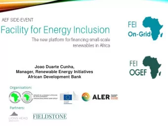 Joao Duarte Cunha,  Manager, Renewable Energy Initiatives  African Development Bank  Access to