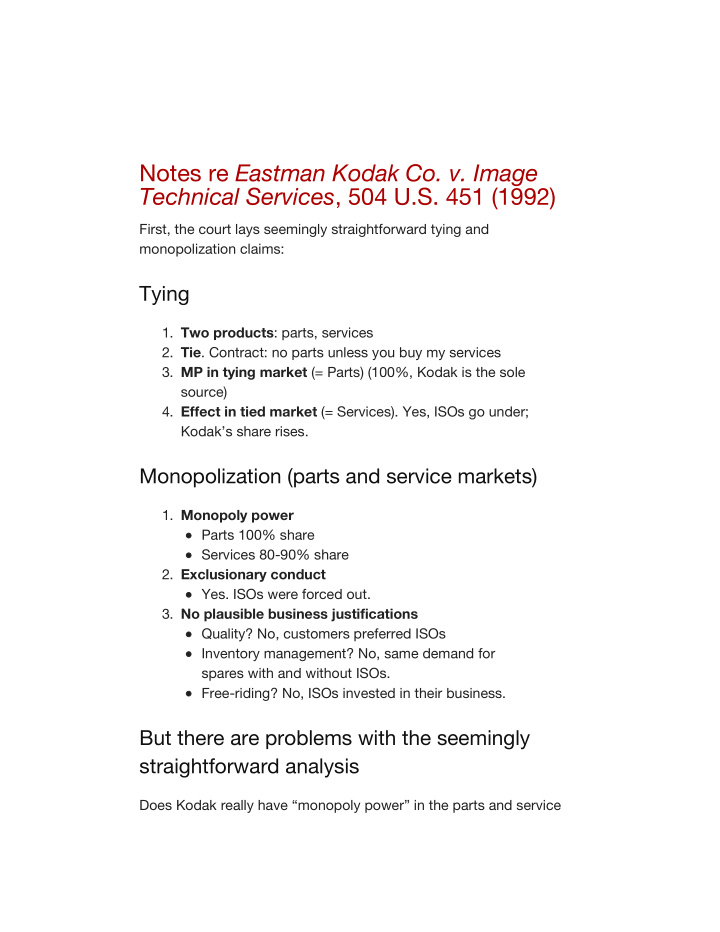 notes re eastman kodak co v image technical services 504