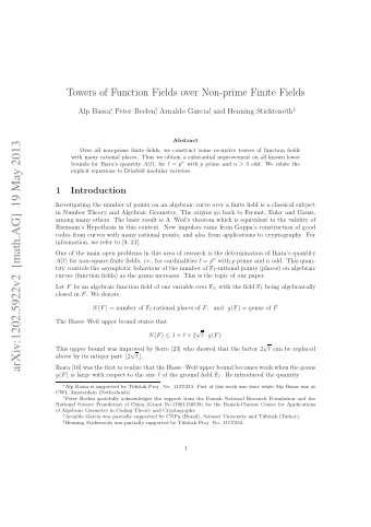 arXiv:1202.5922v2  [math.AG]  19 May 2013  Over all non-prime finite fields, we construct some
