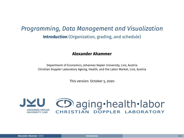 programming data management and visualization
