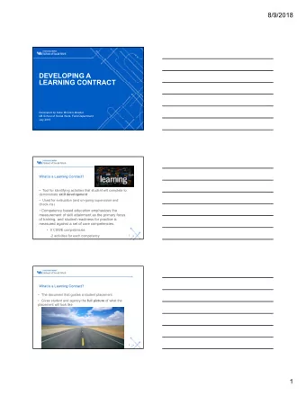 DEVELOPING A  LEARNING CONTRACT  -  Developed by Katie McClain-Meeder  UB School of Social Work,