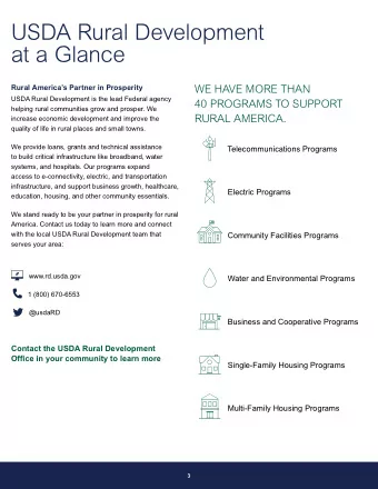 USDA Rural Development  at a Glance  Rural Americas Partner in Prosperity  WE HAVE MORE THAN