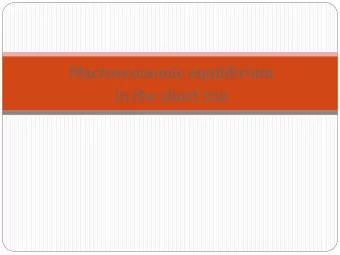 Macroeconomic equilibrium  in the short run  Introduction  The big picture  IS- TR  Model  TR curve