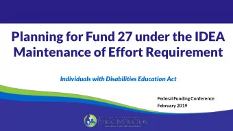 Maintenance of Effort Requirement  Individuals with Disabilities Education Act  Federal Funding