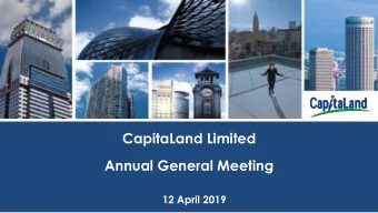 Annual General Meeting  12 April 2019  Disclaimer  This presentation may contain forward-looking