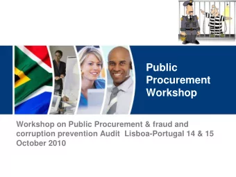 Public  Procurement  Workshop  Workshop on Public Procurement &amp; fraud and  corruption