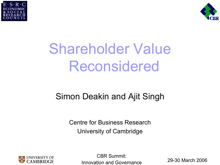 shareholder value reconsidered