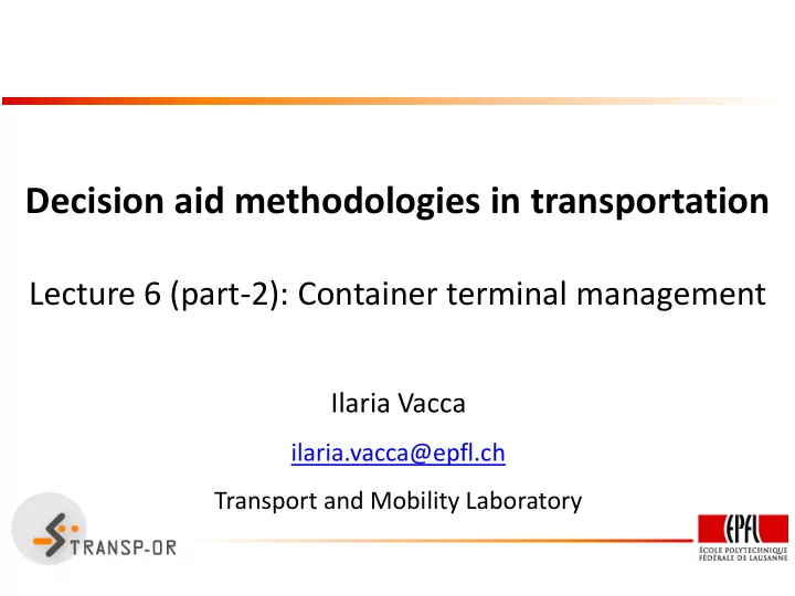 decision aid methodologies in transportation