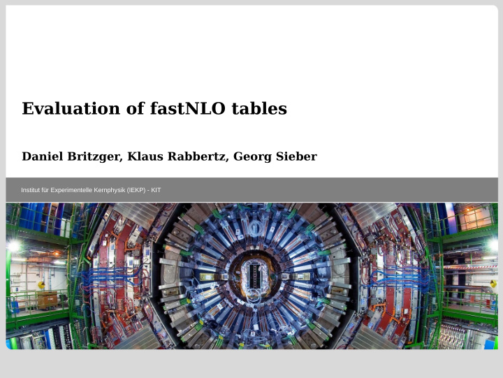 evaluation of fastnlo tables