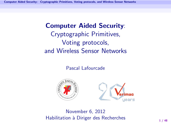 computer aided security cryptographic primitives voting