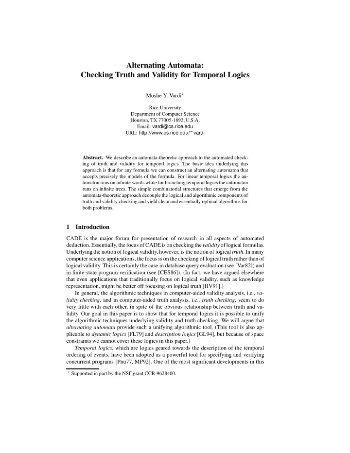 alternating automata checking truth and validity for