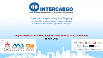Quality Paradigms in Dry Bulk Shipping Introduced by Dr Kostas Gkonis, Secretary General