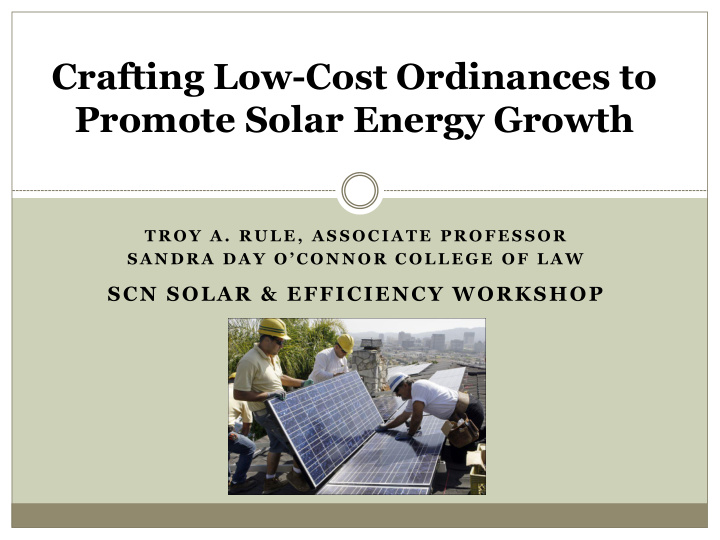 crafting low cost ordinances to promote solar energy