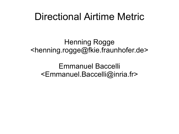 directional airtime metric