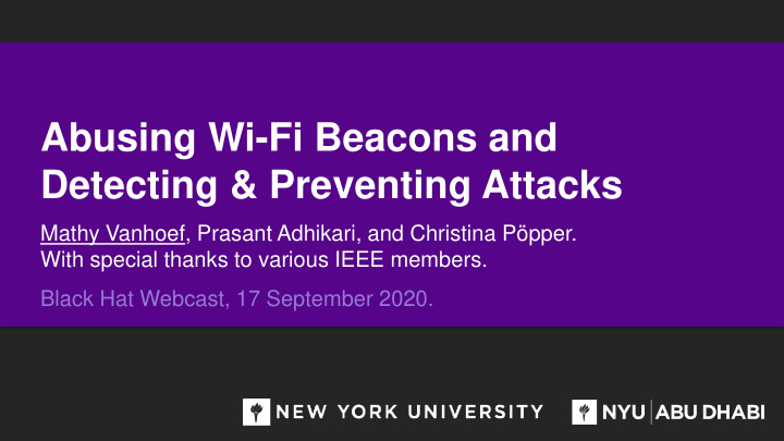 abusing wi fi beacons and detecting preventing attacks