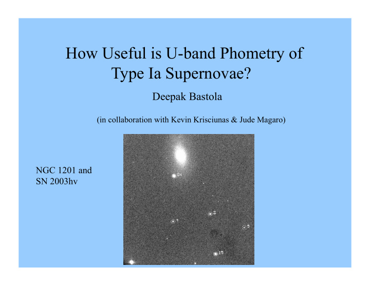 how useful is u band phometry of type ia supernovae