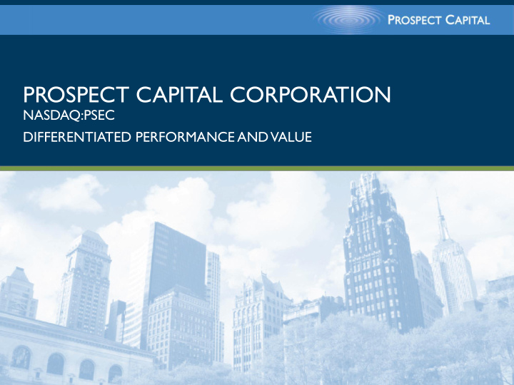 prospect capital corporation
