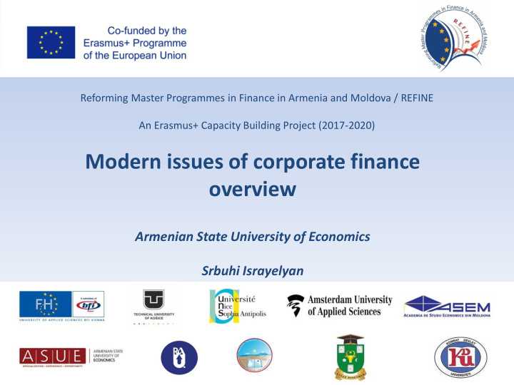 modern issues of corporate finance