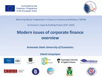 Modern issues of corporate finance  overview  Armenian State University of Economics  Srbuhi