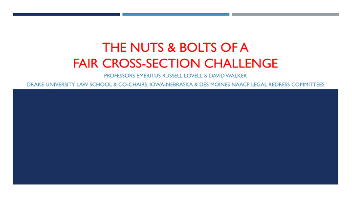 the nuts bolts of a fair cross section challenge