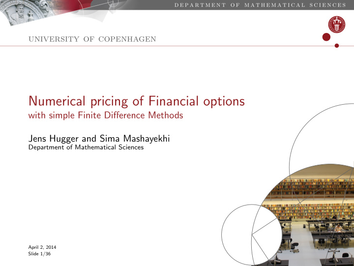 numerical pricing of financial options