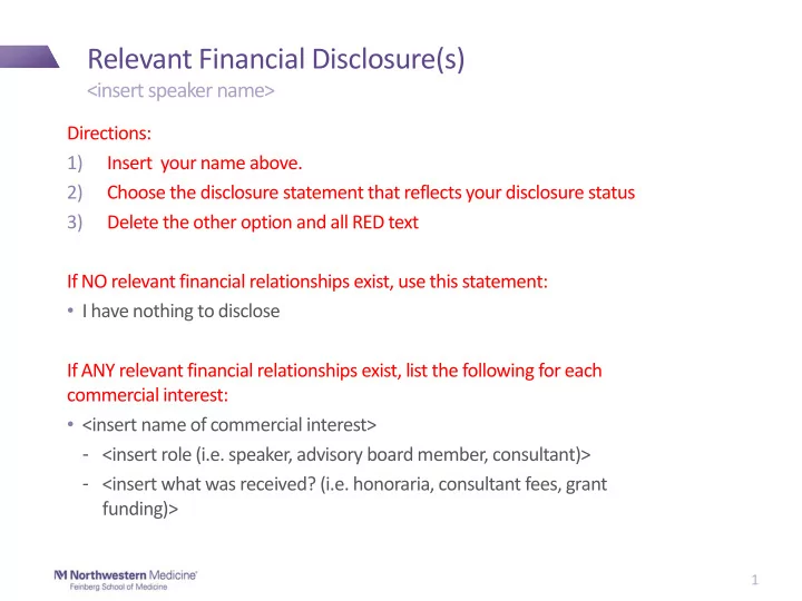 relevant financial disclosure s