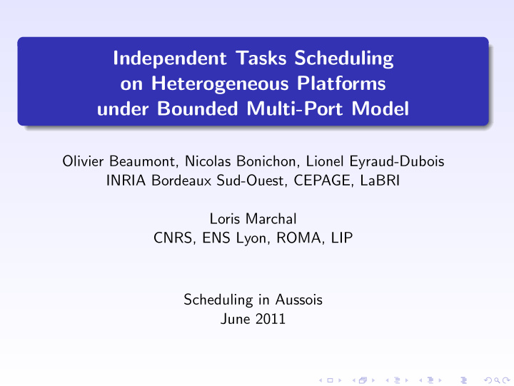 independent tasks scheduling on heterogeneous platforms