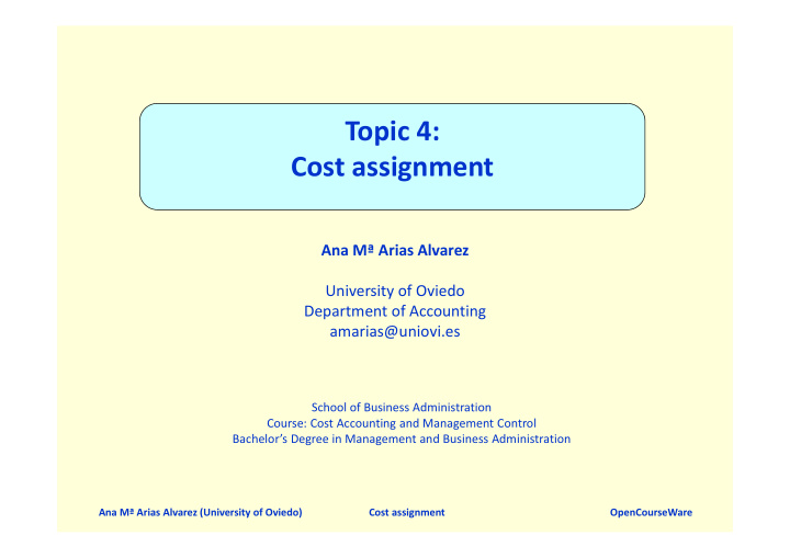 topic 4 cost assignment