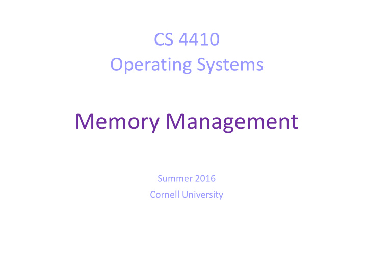 memory management