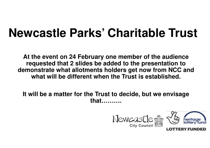 newcastle parks charitable trust