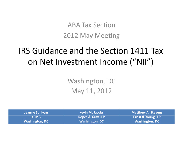 irs guidance and the section 1411 tax on net investment